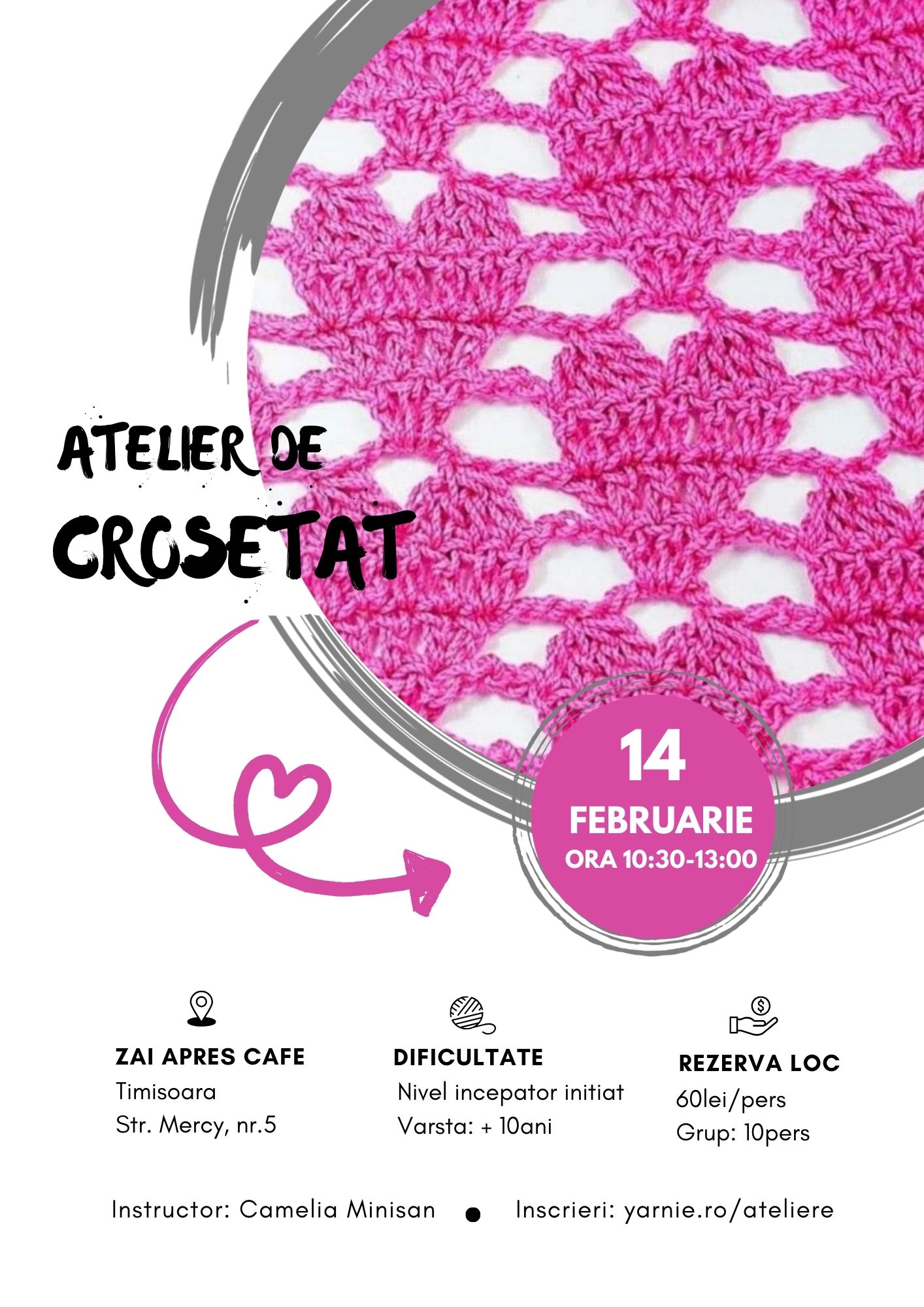 Atelier de Croșetat - model inimă