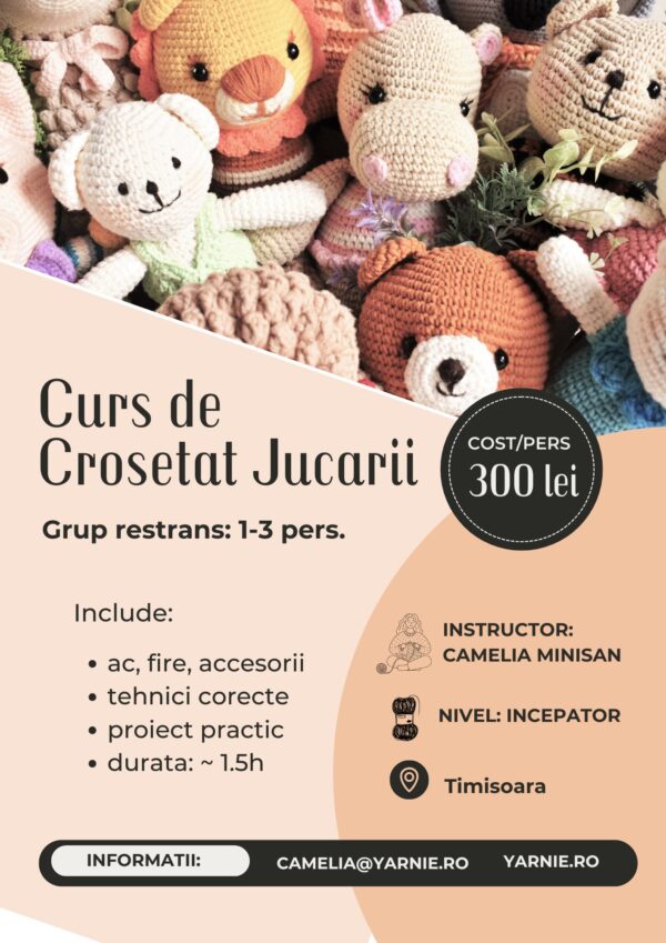 Atelier de Croșetat Jucării - Începători (Grup:1-3pers.)