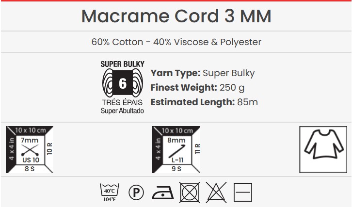 YarnArt Macrame Cord 3mm 751 - imagine 2